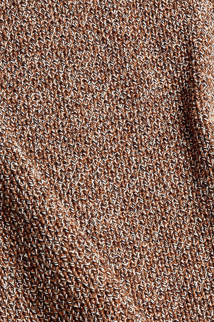 Gemêleerde trui met ronde hals, biologisch katoen, BROWN, detail image number 4