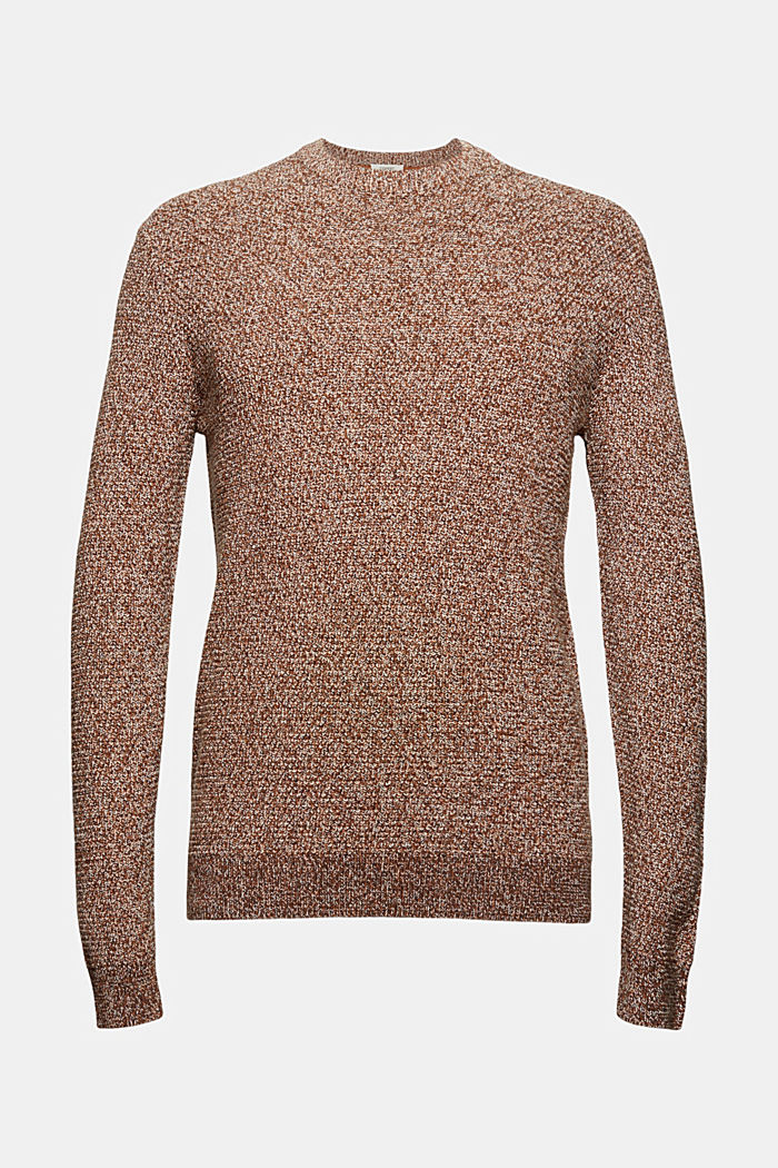 Melanżowy sweter z okrągłym dekoltem, bawełna organiczna