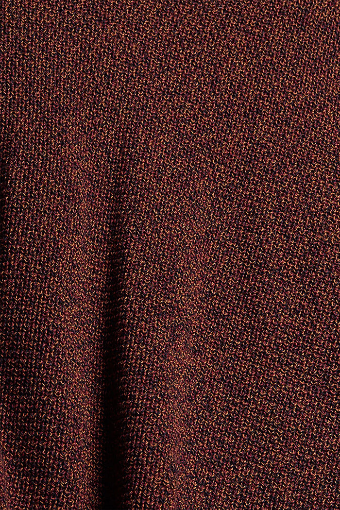 Gemêleerde trui met ronde hals, biologisch katoen, BORDEAUX RED, detail image number 4
