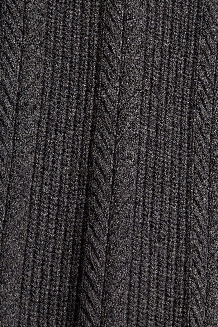 Gebreide trui van een mix met biologisch katoen, DARK GREY, detail image number 3