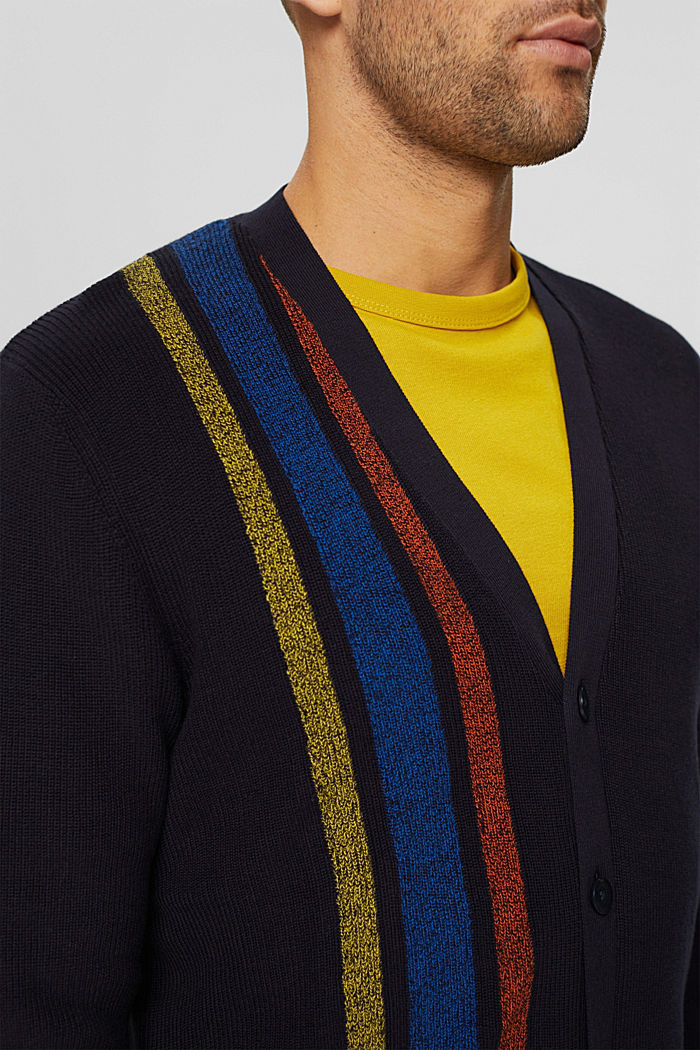 Cardigan mit Streifen aus 100% Baumwolle, NAVY, detail image number 2