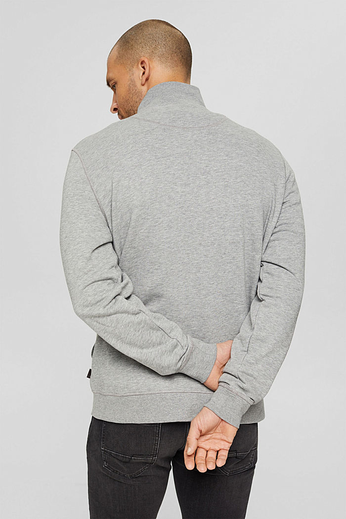 Sweatshirt met rits, van een katoenmix, MEDIUM GREY, detail image number 3