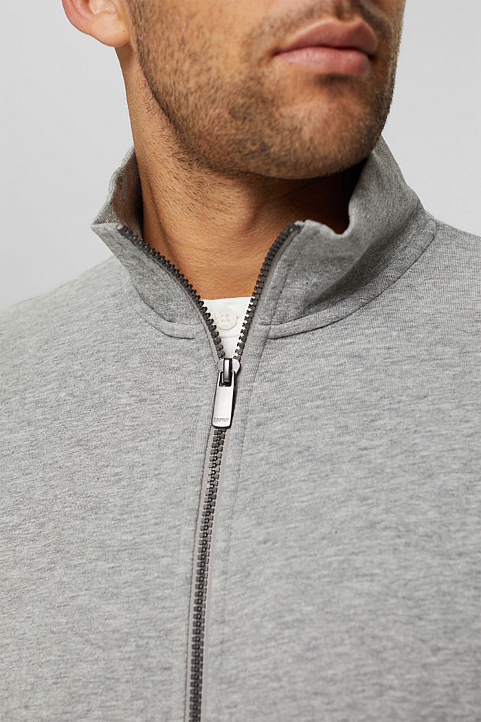 Sweat-shirt zippé en coton mélangé, MEDIUM GREY, detail image number 2