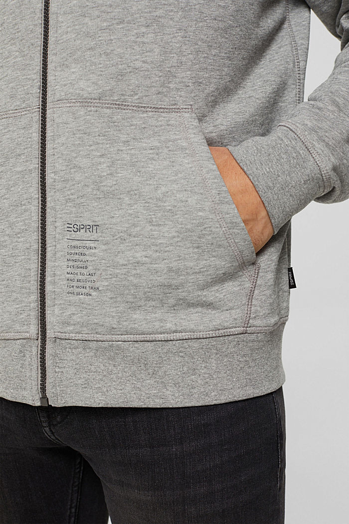 Sweatshirt met rits, van een katoenmix, MEDIUM GREY, detail image number 5
