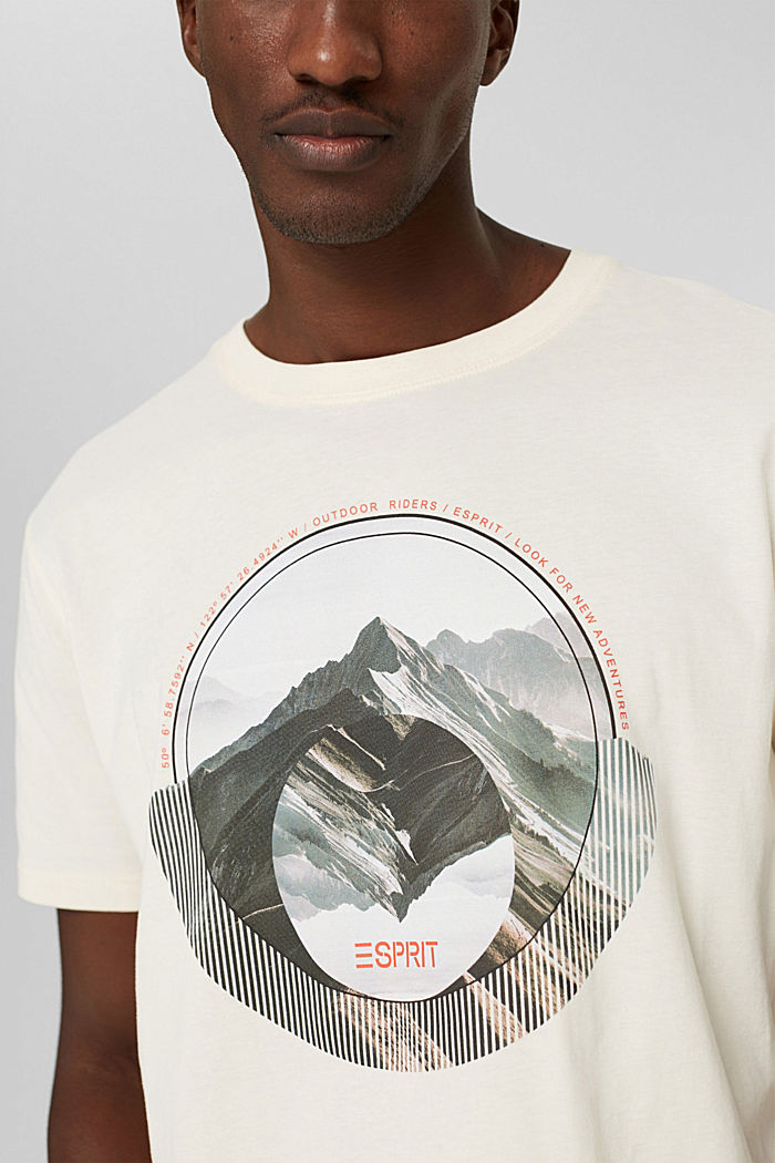 Jersey T-shirt met print, biologisch katoen, OFF WHITE, detail image number 1