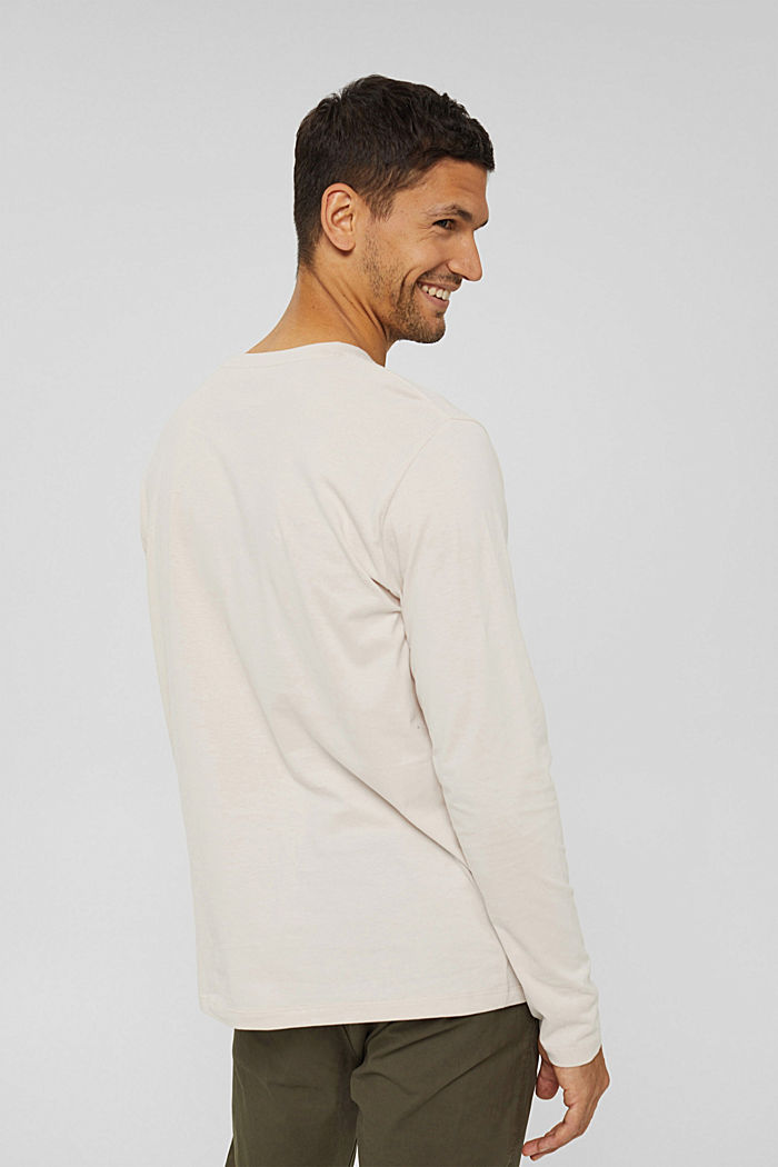 T-shirt à manches longues en jersey à imprimé, coton biologique, CREAM BEIGE, detail image number 3