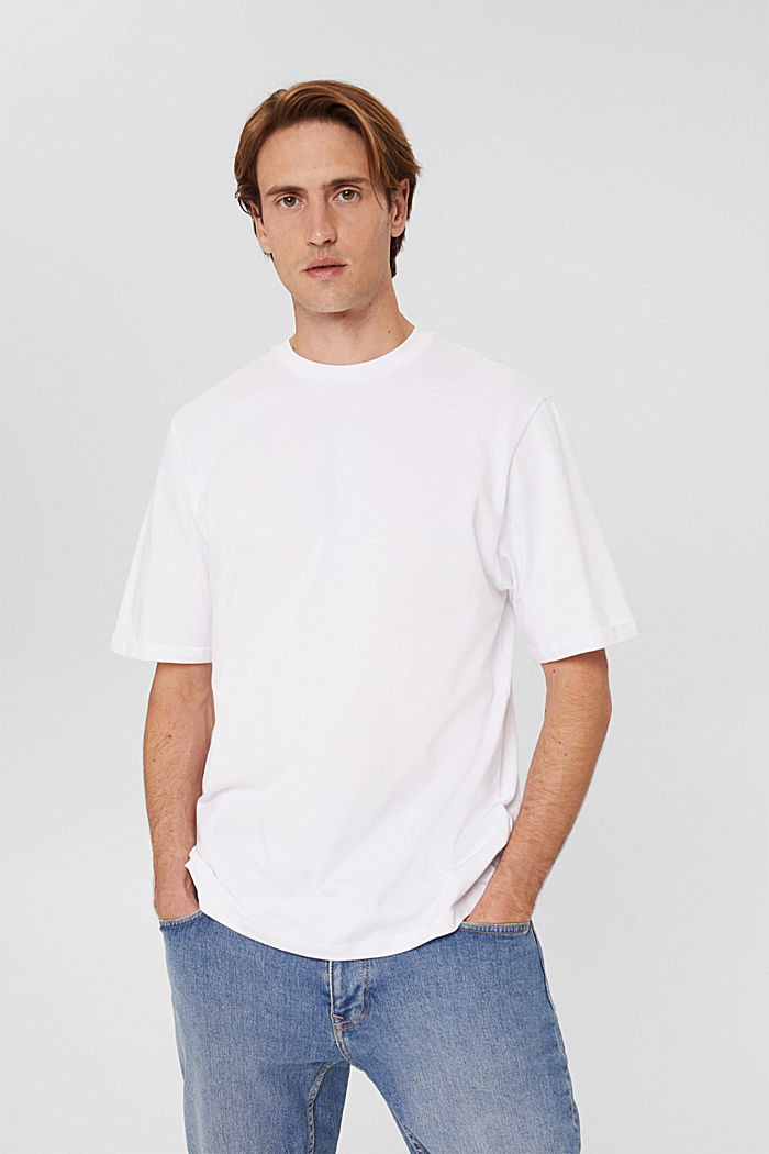 T-shirt ample en jersey de coton, WHITE, overview