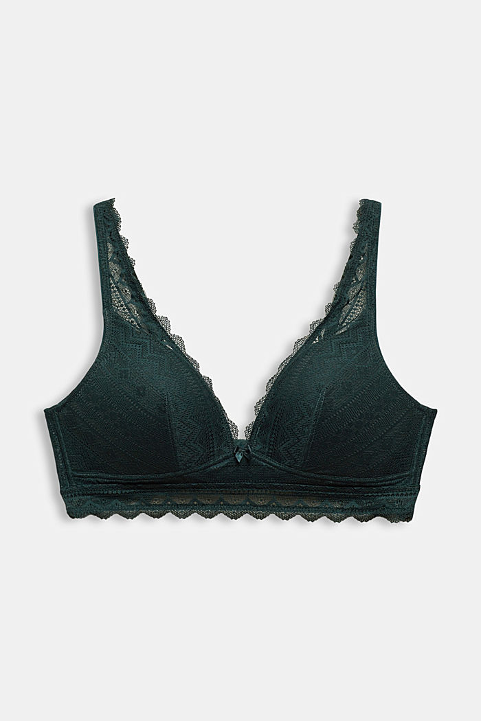 Recycled: non-wired push-up bra in lace, DARK TEAL GREEN, overview