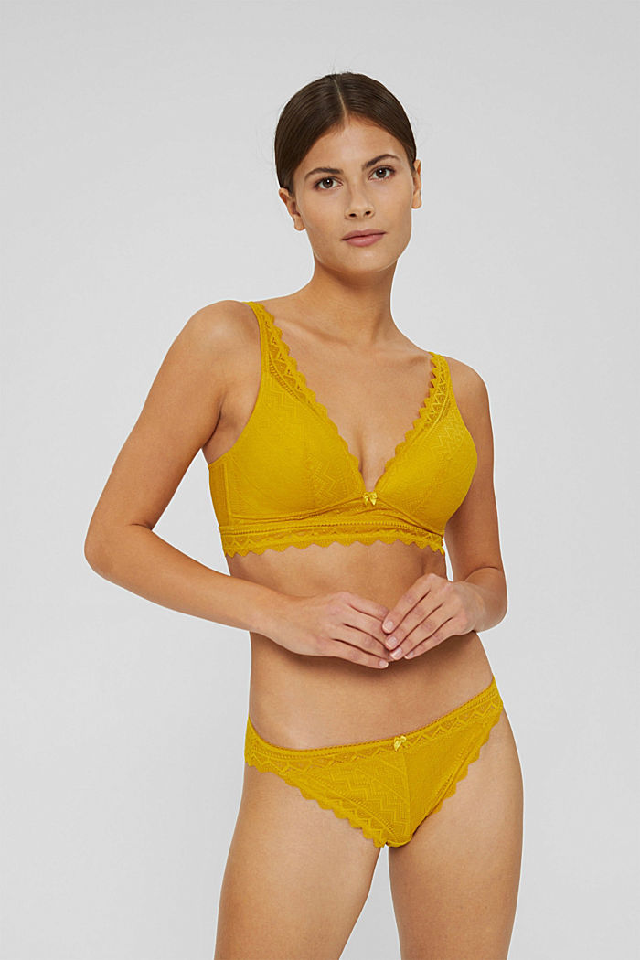 Recycled: non-wired push-up bra in lace, LIME YELLOW, detail image number 0
