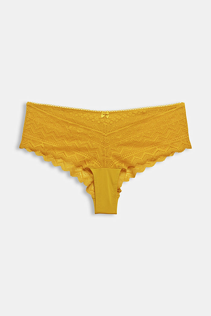 Gerecycled: Hipster-short van kant, LIME YELLOW, overview