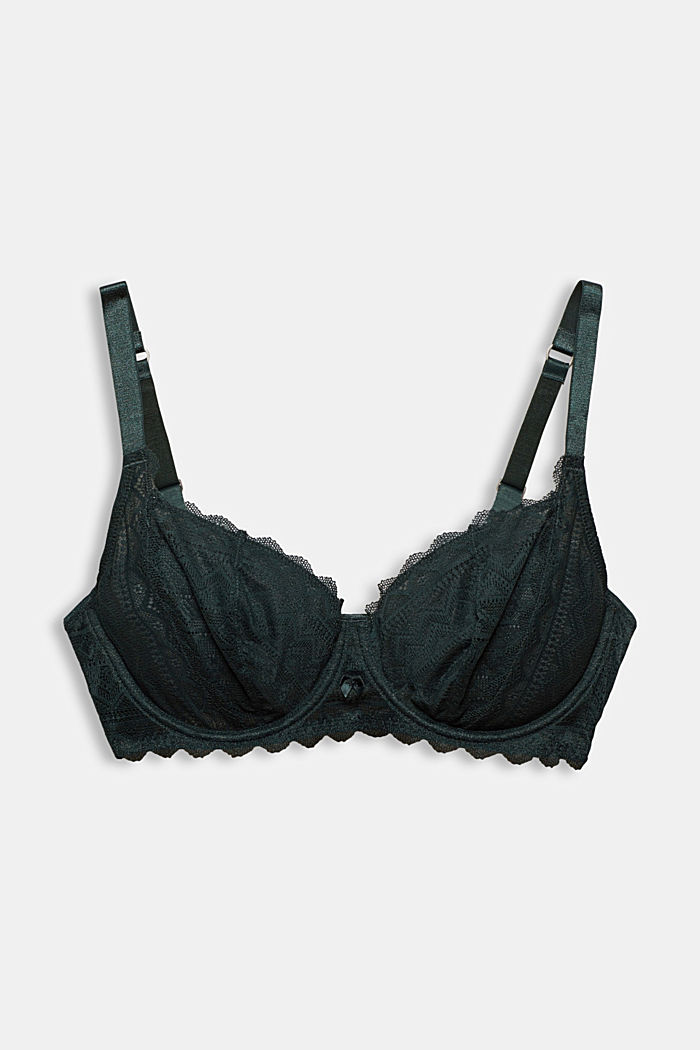 Bras with wire, DARK TEAL GREEN, detail image number 1
