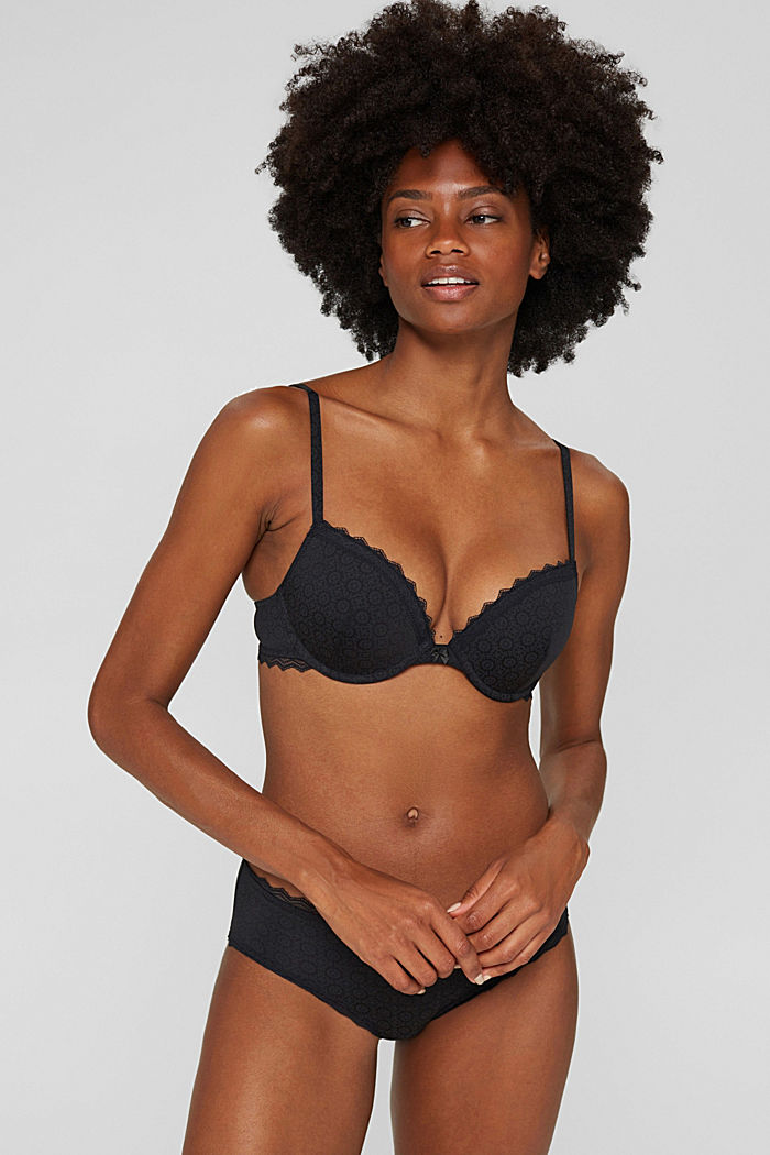 Push-up bra with a print and lace