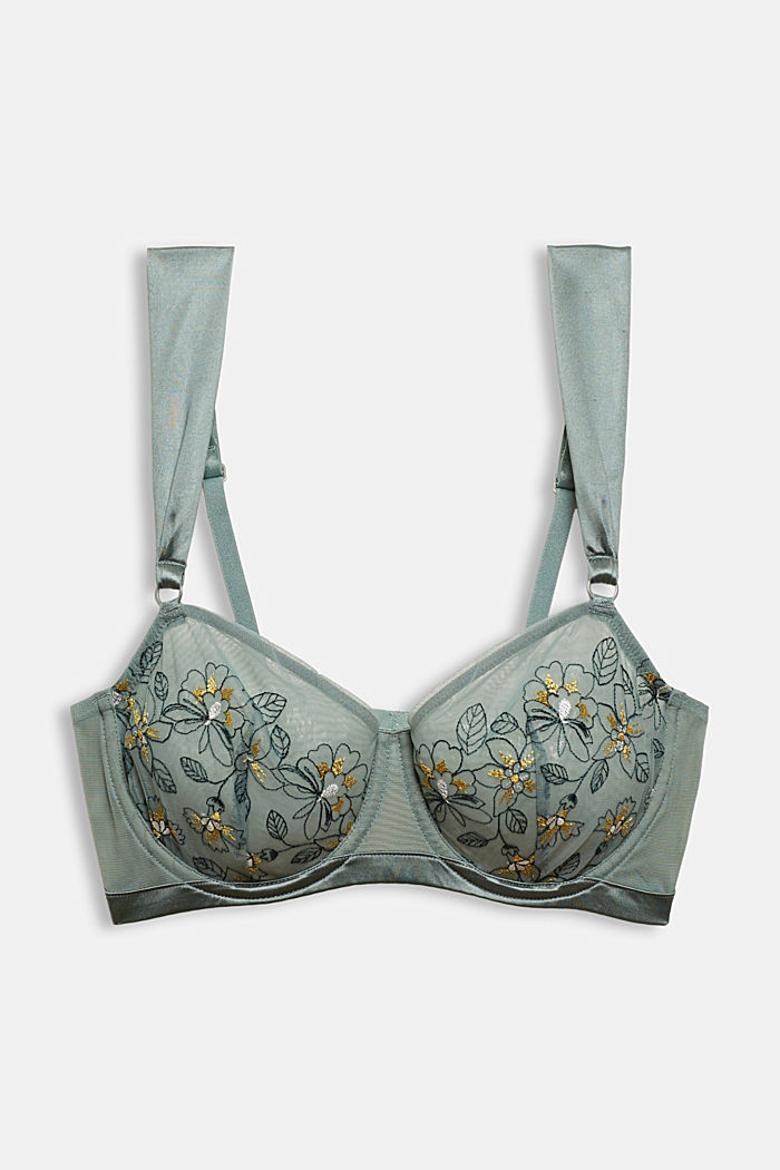 Non-padded underwire bra with embroidery