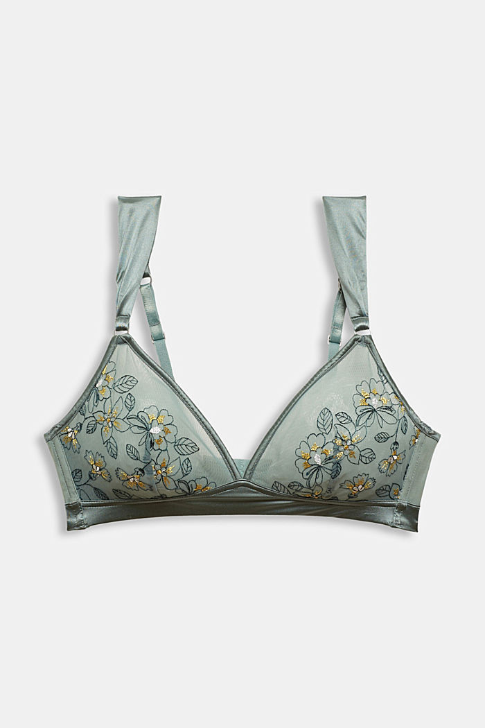 Soft mesh bra with embroidery