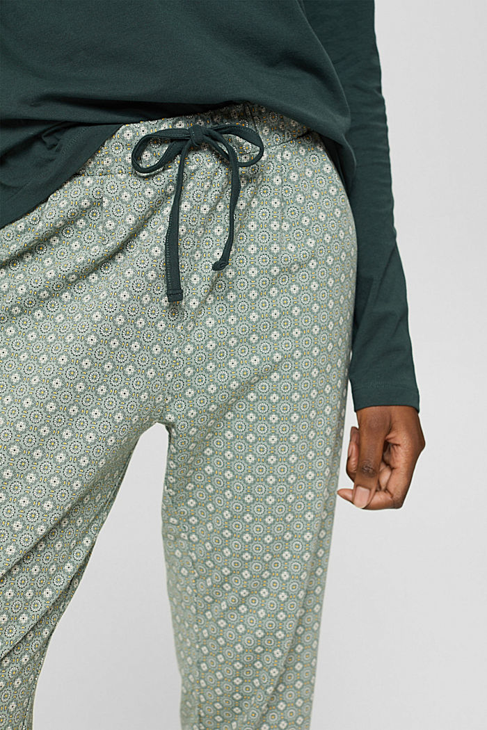 Jersey pyjama van katoen, DARK TEAL GREEN, detail image number 3