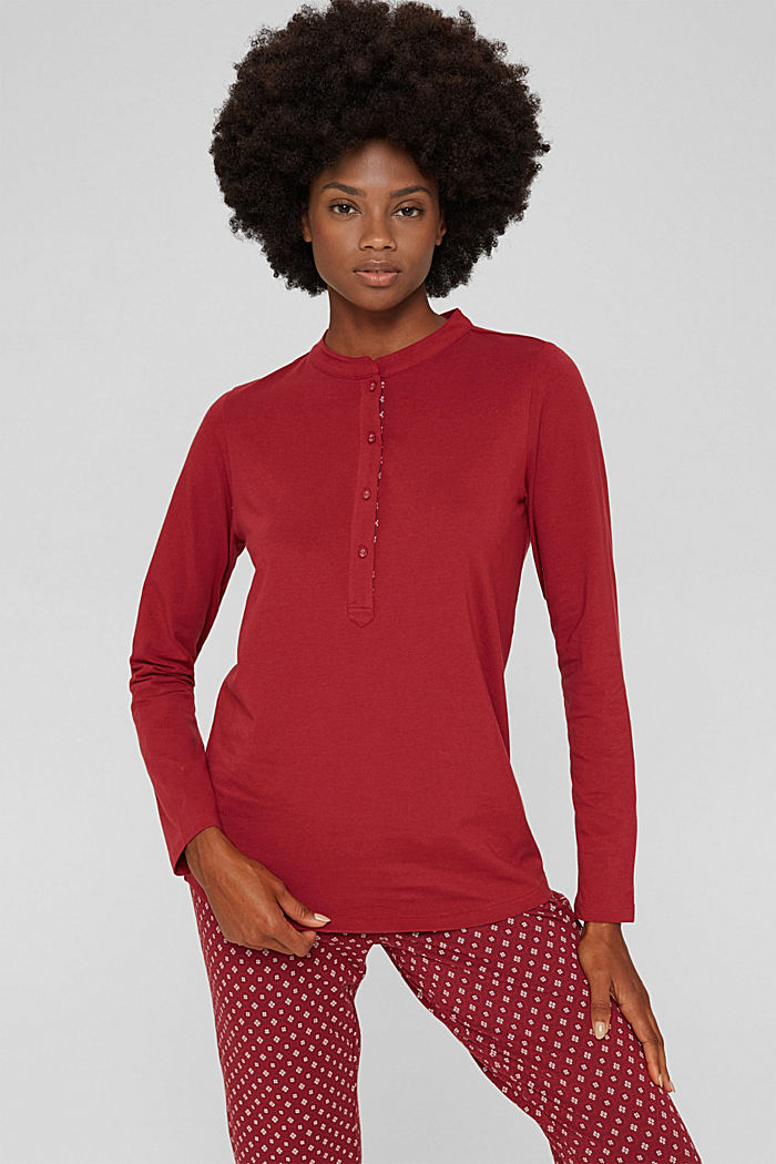 Jersey pyjama van katoen, CHERRY RED, detail image number 1