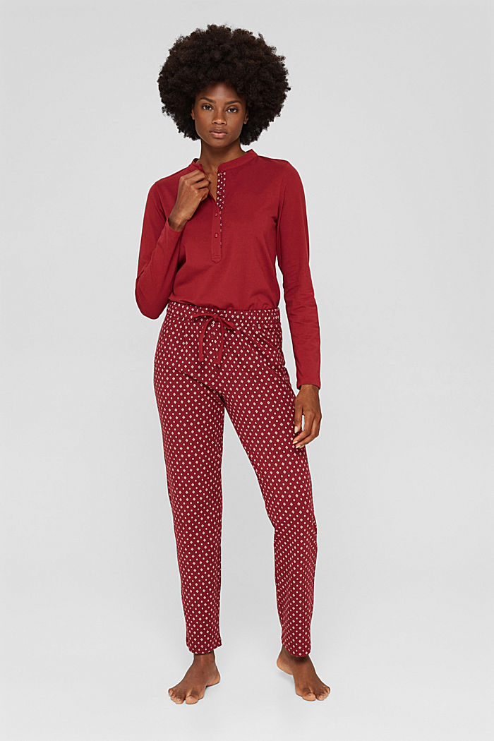 Jersey-Pyjama aus Baumwolle, CHERRY RED, detail image number 0