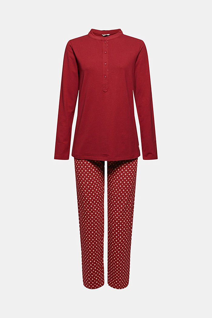 Jersey-Pyjama aus Baumwolle, CHERRY RED, overview