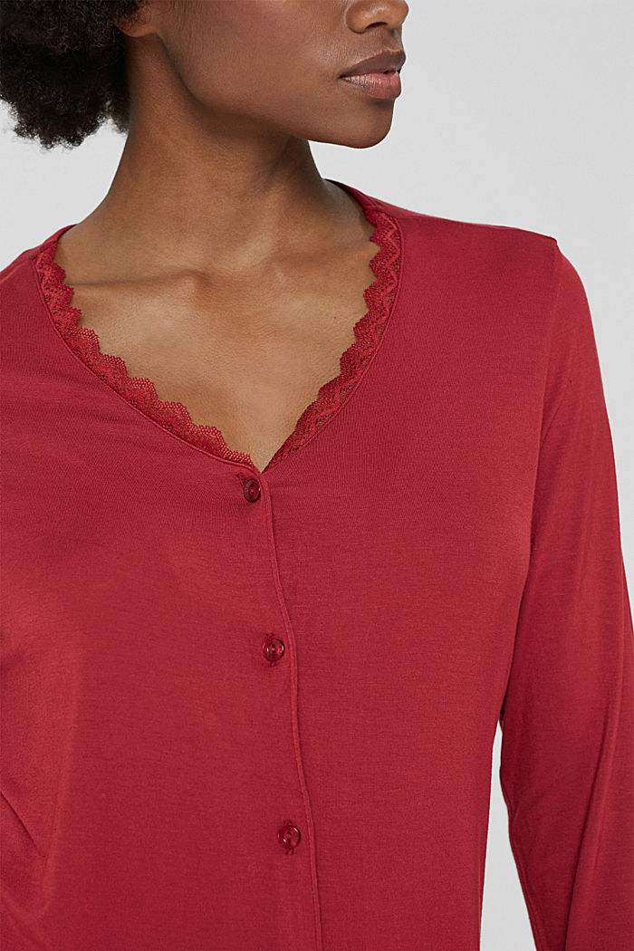 Jerseypyjama LENZING™ ECOVERO™ -materiaalia, CHERRY RED, detail image number 3