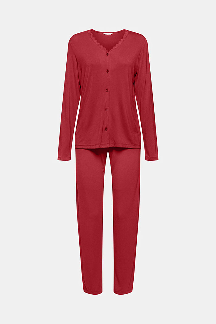 Jerseypyjama LENZING™ ECOVERO™ -materiaalia, CHERRY RED, overview