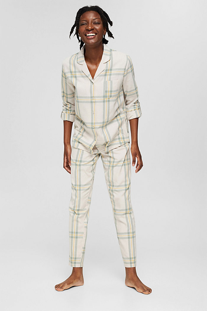 Pijama de franela a cuadros, 100% algodón, ICE, detail image number 0