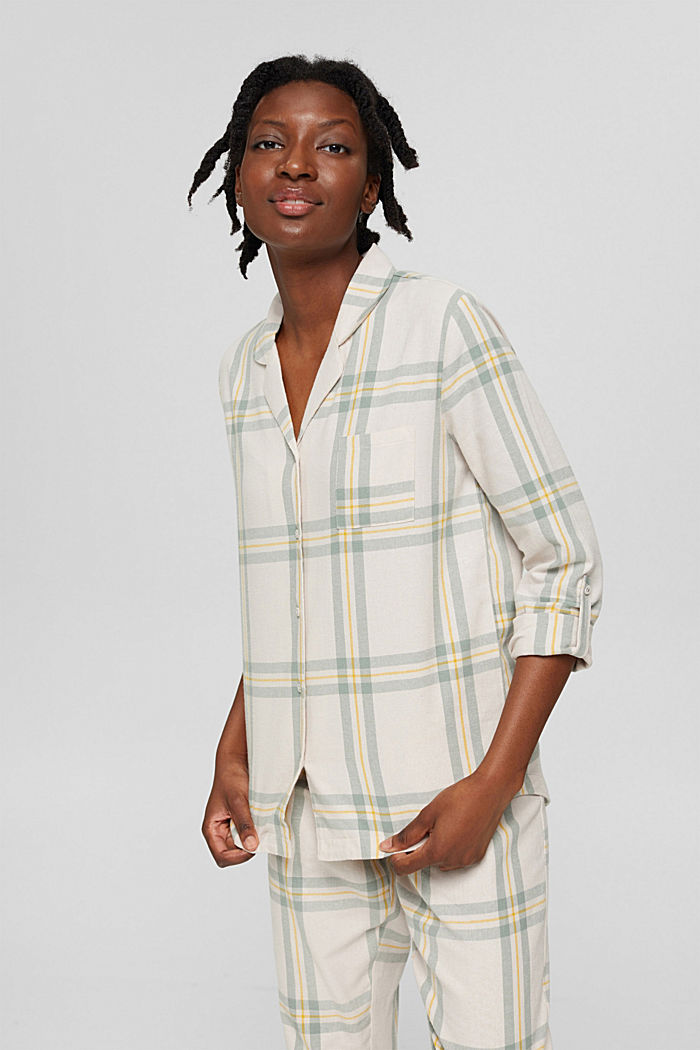 Checked flannel pyjamas, 100% cotton, ICE, overview