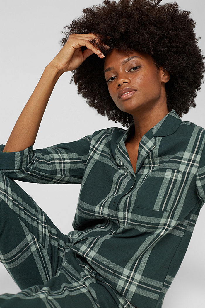 Checked flannel pyjamas, 100% cotton, DARK TEAL GREEN, detail image number 5