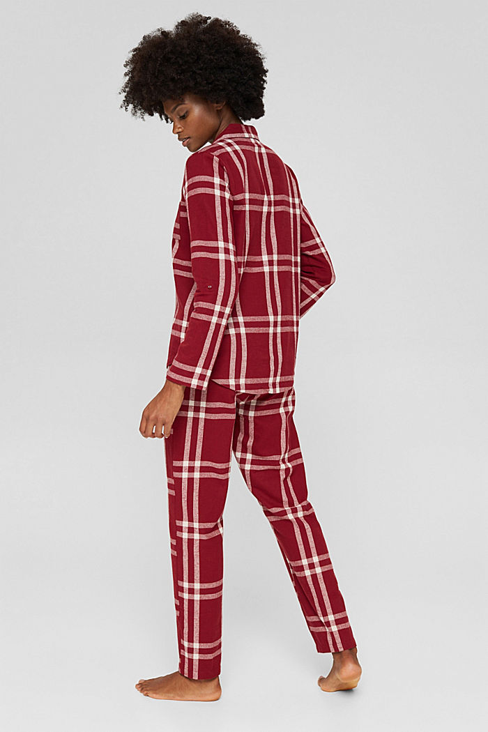 Pijama de franela a cuadros, 100% algodón, CHERRY RED, detail image number 2