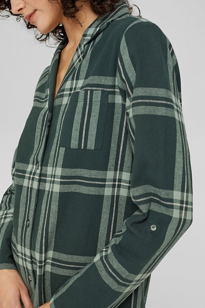 Chemise de nuit à carreaux, 100 % coton, DARK TEAL GREEN, detail image number 3
