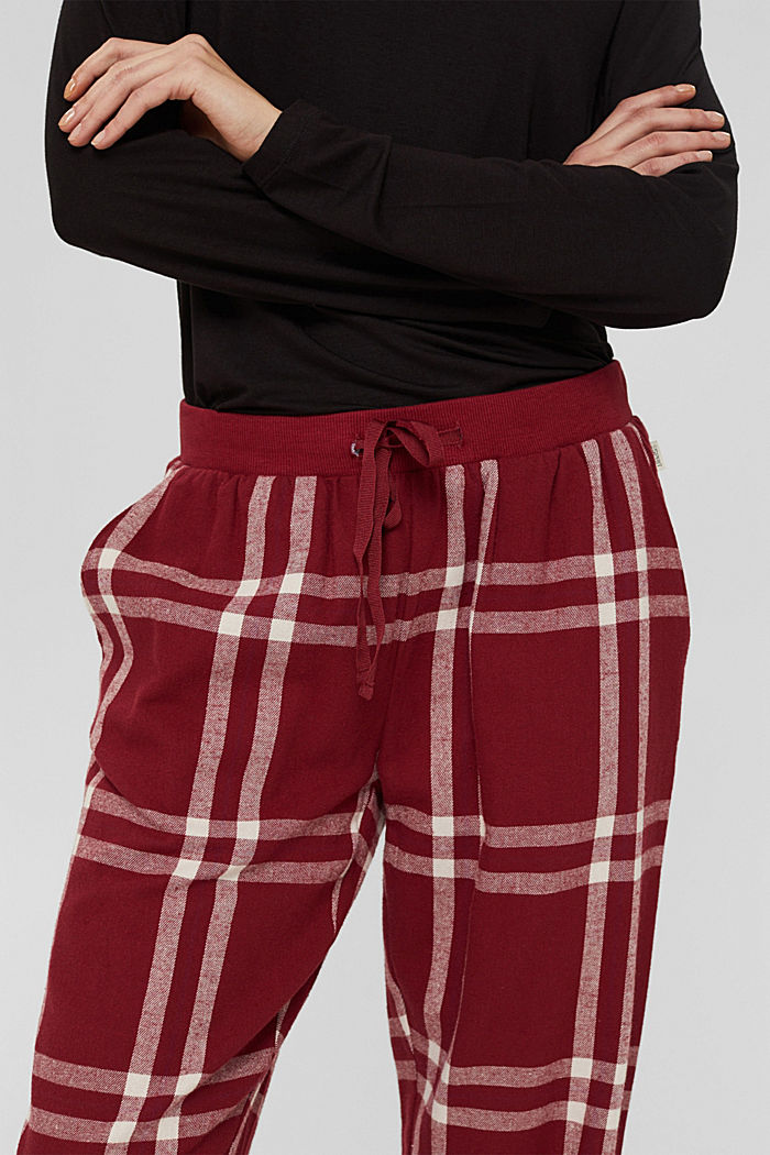 Pantalón de pijama a cuadros en franela de algodón, CHERRY RED, detail image number 2