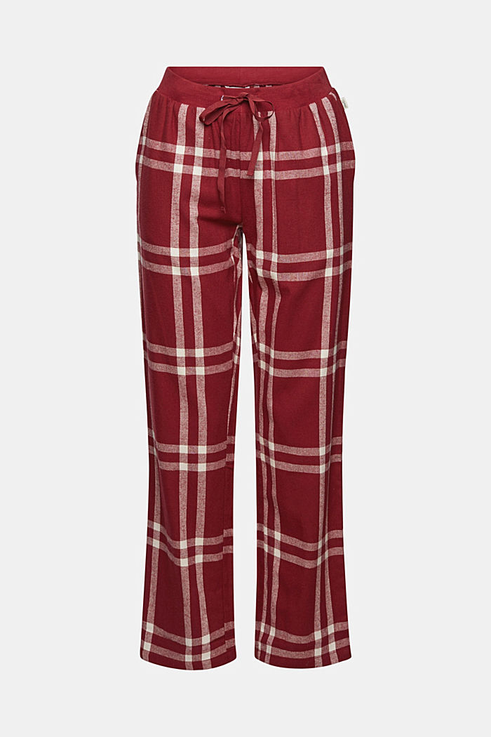 Ruudulliset pyjamahousut puuvillaflanellia, CHERRY RED, overview