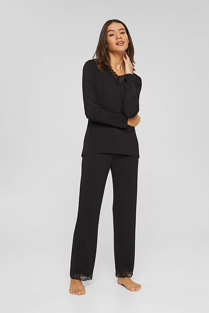Jersey pyjama van LENZING™ ECOVERO™, BLACK, detail image number 1