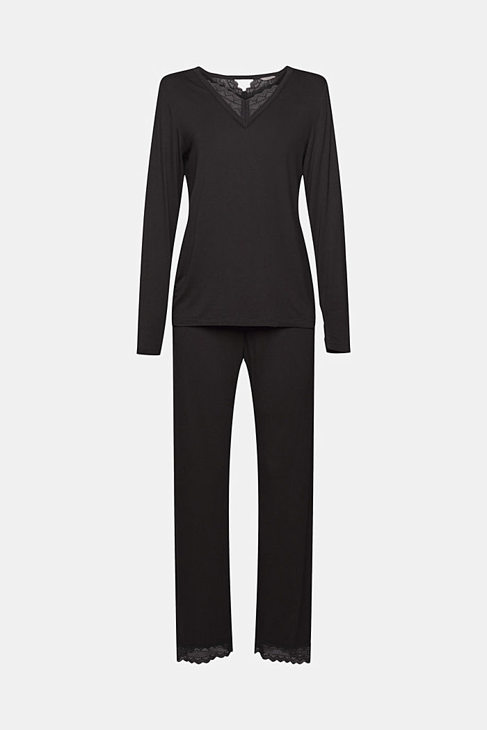 Jersey pyjama van LENZING™ ECOVERO™, BLACK, detail image number 6