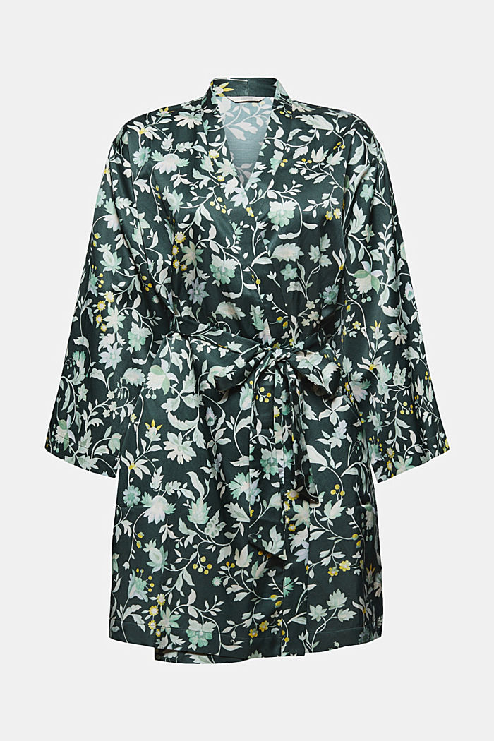 Con seda: kimono estampado, DARK TEAL GREEN, detail image number 4
