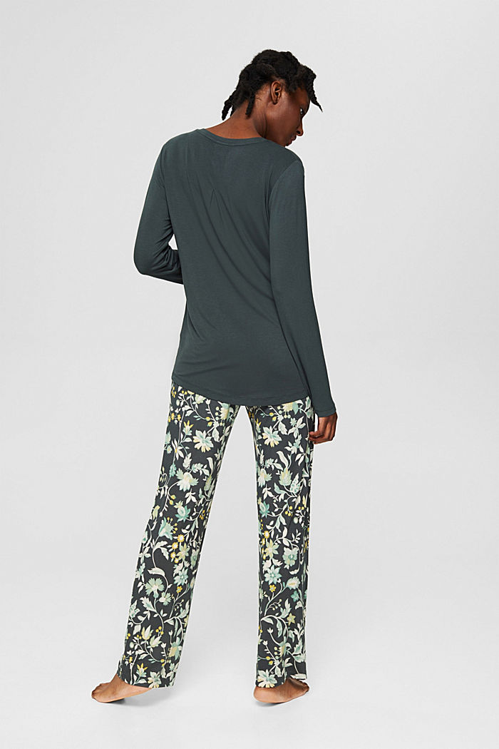 Jersey pyjama van LENZING™ ECOVERO™, DARK TEAL GREEN, detail image number 1
