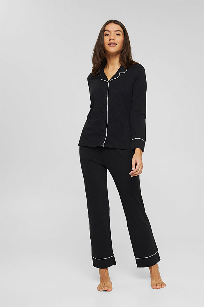 Pyjama en jersey de coton biologique, BLACK, detail image number 0