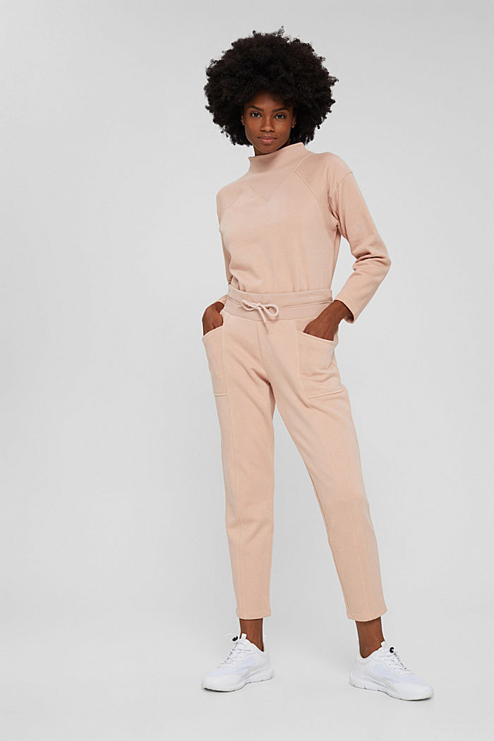 Tracksuit bottoms with pockets, organic cotton blend, NUDE, detail image number 5