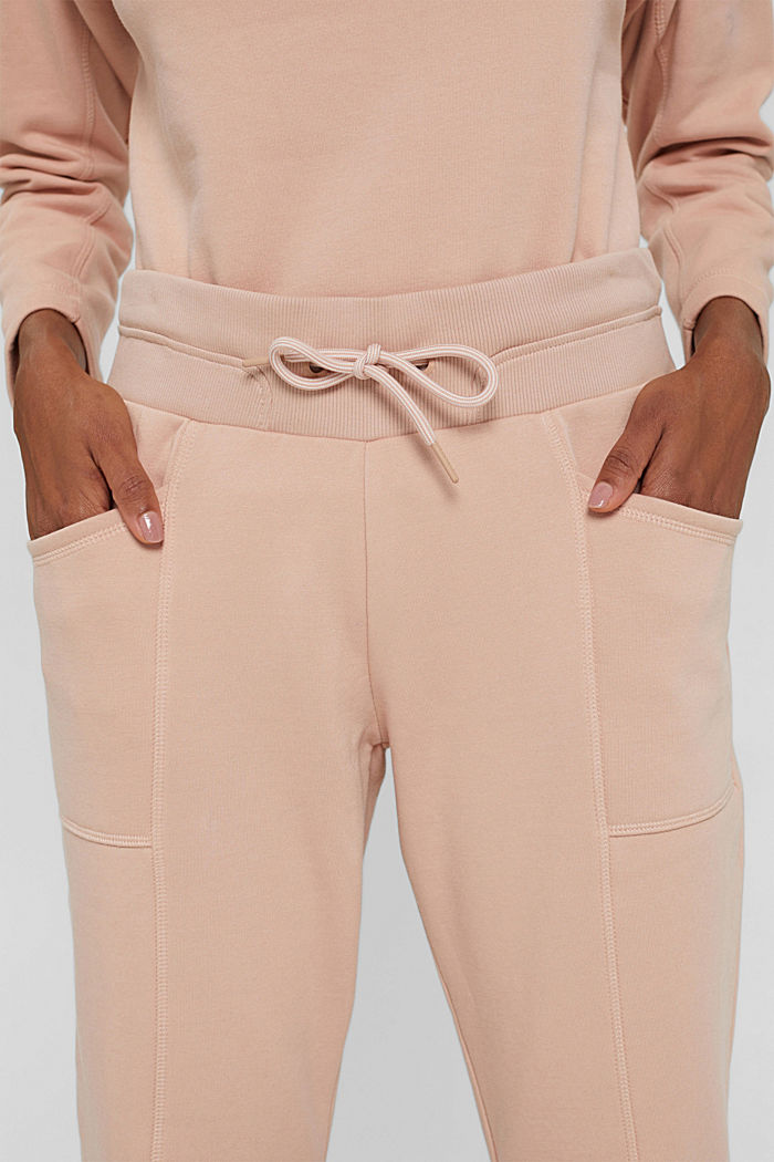 Tracksuit bottoms with pockets, organic cotton blend, NUDE, detail image number 2