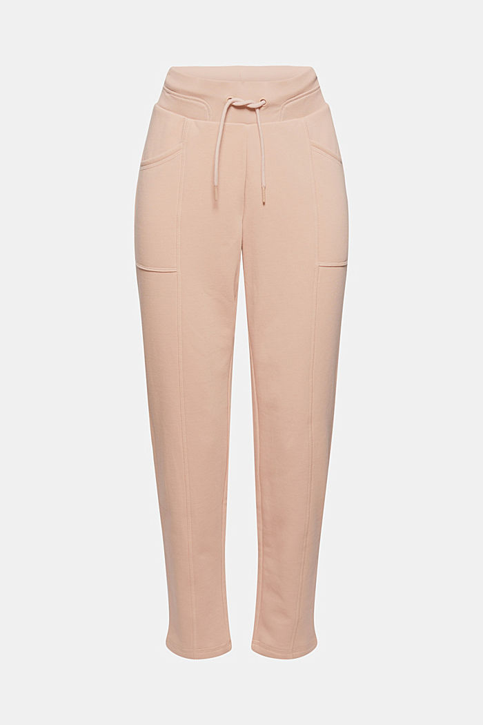 Tracksuit bottoms with pockets, organic cotton blend, NUDE, overview