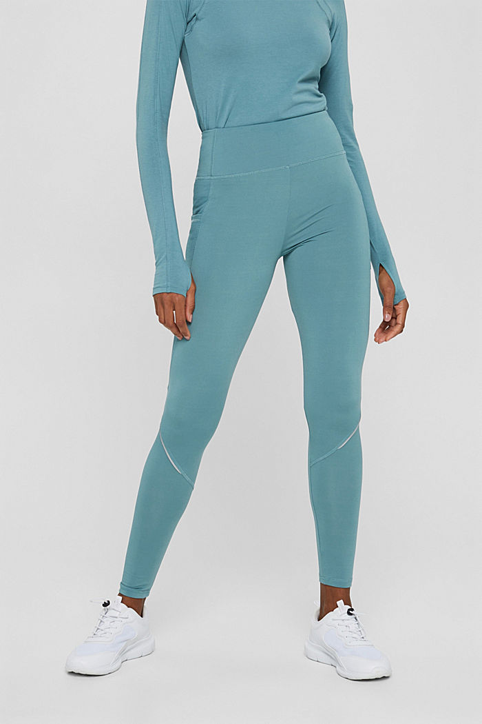 Made of recycled material: leggings with E-DRY technology, DARK TURQUOISE, detail image number 0