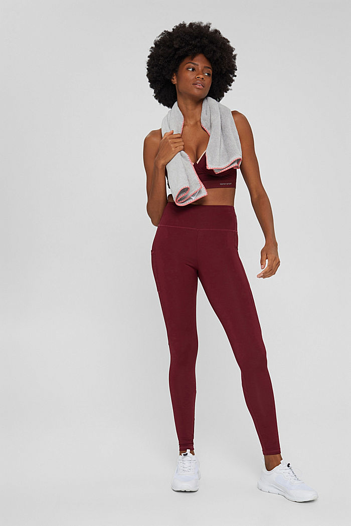 Gerecycled: legging met E-DRY, BORDEAUX RED, detail image number 1