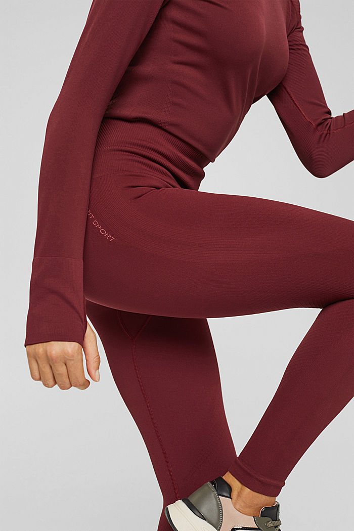 Made of recycled material: thermal leggings, BORDEAUX RED, detail image number 2