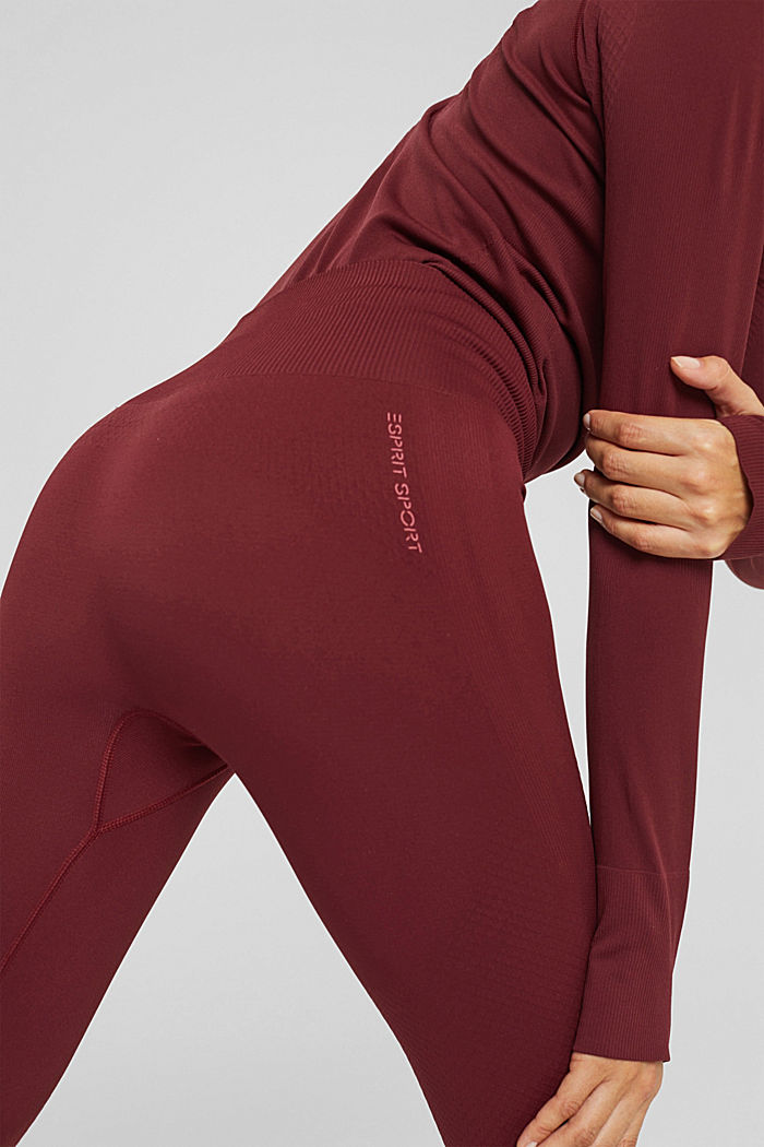 Made of recycled material: thermal leggings, BORDEAUX RED, detail image number 5