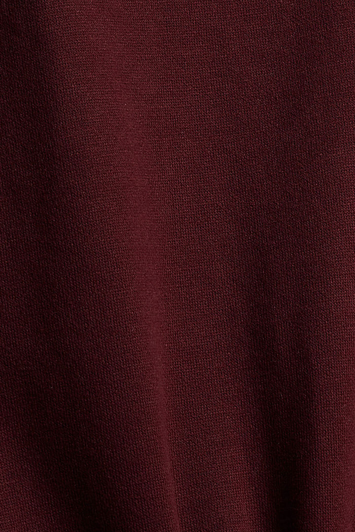 Sweat-shirt à col roulé en coton biologique mélangé, BORDEAUX RED, detail image number 4