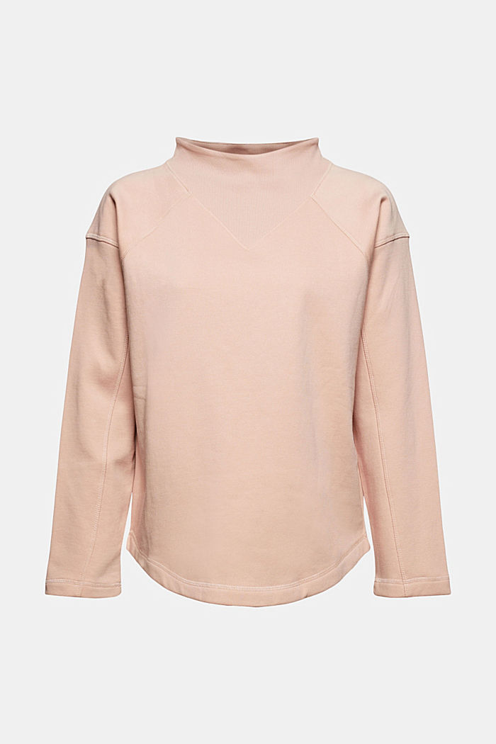 Sweatshirt with a stand-up collar, blended organic cotton