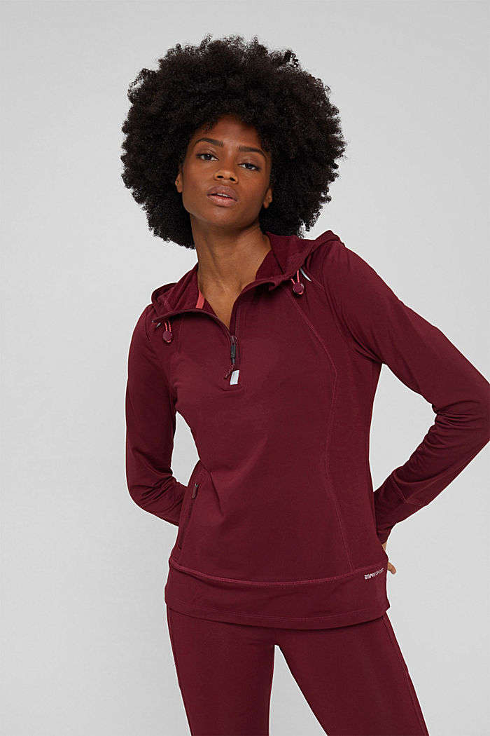 Recycelt: Active-Sweatshirt mit E-Dry, BORDEAUX RED, detail image number 0