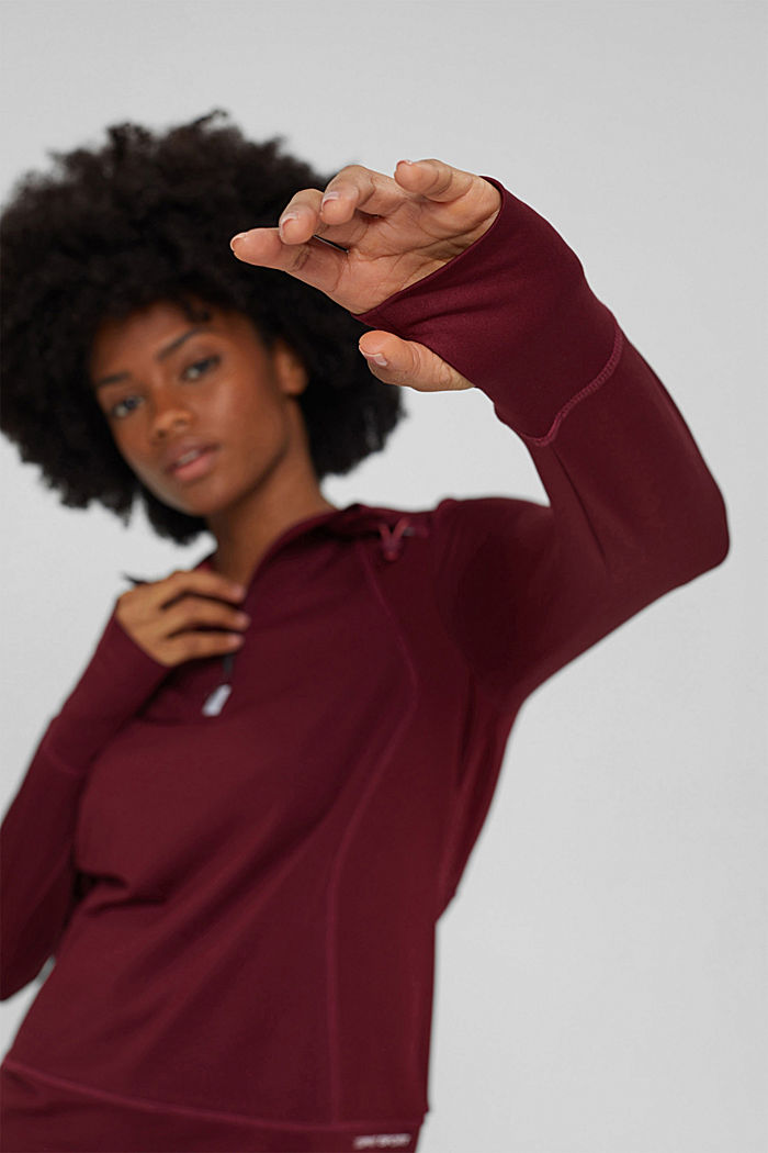 Recycelt: Active-Sweatshirt mit E-Dry, BORDEAUX RED, detail image number 6