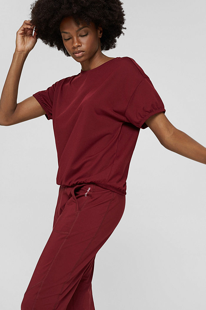 Gerecycled: sportshirt met E-Dry, BORDEAUX RED, overview