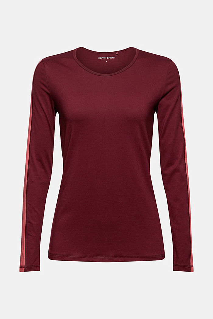 Gerecycled: warme longsleeve met E-DRY, BORDEAUX RED, overview