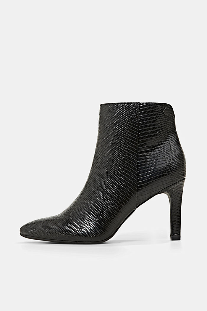 Faux leather ankle boots, BLACK, overview